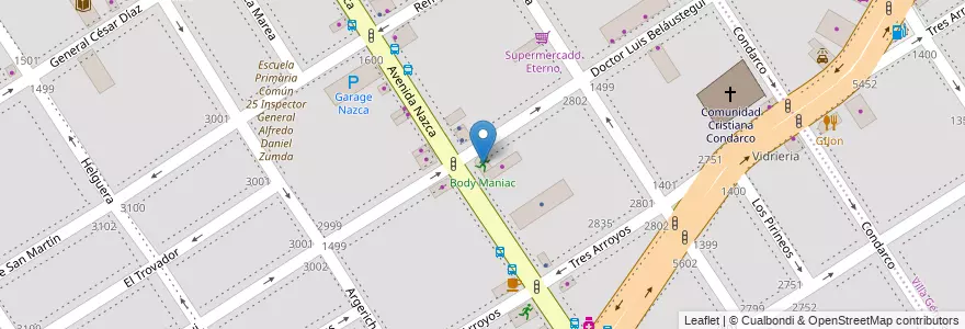 Mapa de ubicacion de Body Maniac, Villa Santa Rita en Arjantin, Ciudad Autónoma De Buenos Aires, Buenos Aires.