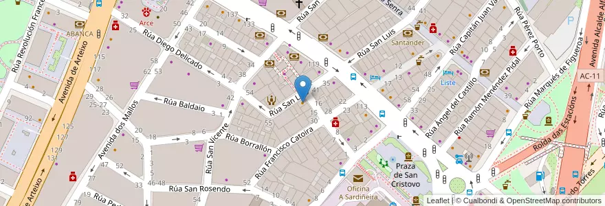 Mapa de ubicacion de Bohemia Café en İspanya, Galicia / Galiza, A Coruña, A Coruña, A Coruña.