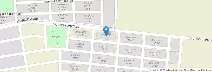 Mapa de ubicacion de BºJusticia-MzaJ en الأرجنتين, Salta, Capital, Municipio De Salta.