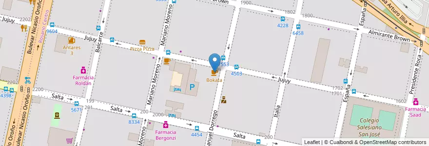 Mapa de ubicacion de Bokata en 아르헨티나, Santa Fe, Departamento Rosario, Municipio De Rosario, 로사리오.