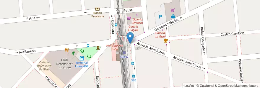 Mapa de ubicacion de Boletería en 아르헨티나, 부에노스아이레스주, Partido De Almirante Brown, Glew.