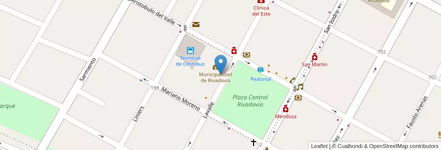 Mapa de ubicacion de Bolsa de Comercio en アルゼンチン, チリ, メンドーサ州, Departamento Rivadavia, Distrito Ciudad De Rivadavia.