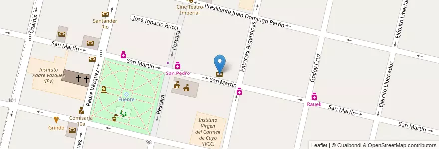 Mapa de ubicacion de Bolsa de Comercio de Mendoza en Arjantin, Şili, Mendoza, Departamento Maipú, Distrito Ciudad De Maipú, Maipú.