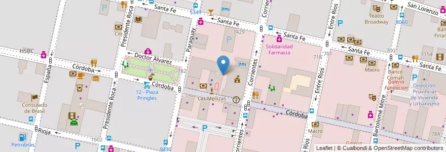 Mapa de ubicacion de Bolsa de Comercio Rosario en الأرجنتين, سانتا في, Departamento Rosario, Municipio De Rosario, روساريو.