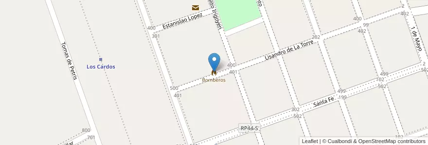 Mapa de ubicacion de Bomberos en Argentinien, Santa Fe, Departamento San Martín, Municipio De Los Cardos.