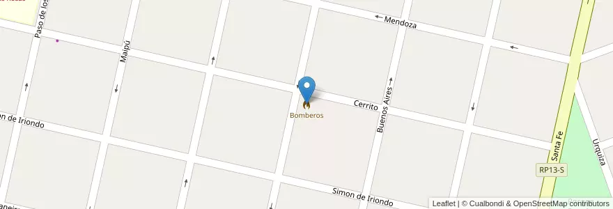 Mapa de ubicacion de Bomberos en Arjantin, Santa Fe, Departamento Belgrano, Municipio De Las Rosas.