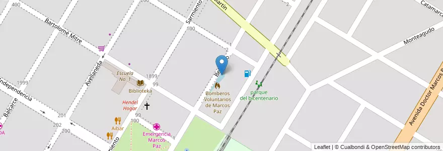 Mapa de ubicacion de BOMBEROS en Аргентина, Буэнос-Айрес, Partido De Marcos Paz, Marcos Paz.