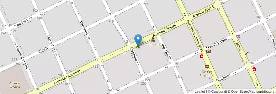 Mapa de ubicacion de Bomberos en الأرجنتين, بوينس آيرس, Partido De Dolores, Dolores.
