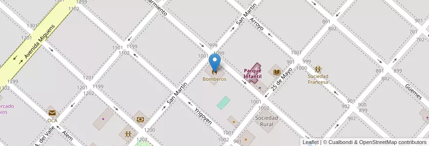 Mapa de ubicacion de Bomberos en الأرجنتين, بوينس آيرس, Partido De Ayacucho, Ayacucho.