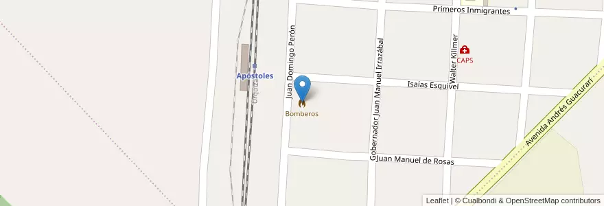 Mapa de ubicacion de Bomberos en アルゼンチン, ミシオネス州, Departamento Apóstoles, Municipio De Apóstoles.