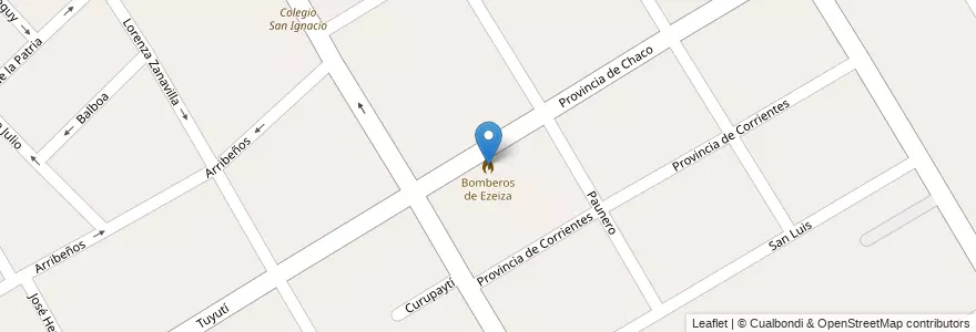 Mapa de ubicacion de Bomberos de Ezeiza en アルゼンチン, ブエノスアイレス州, Partido De Ezeiza, Ezeiza.