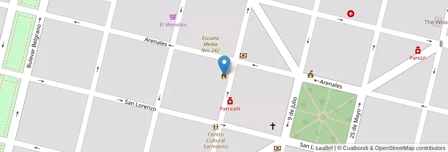 Mapa de ubicacion de Bomberos Totoras en Argentinië, Santa Fe, Departamento Iriondo, Municipio De Totoras.