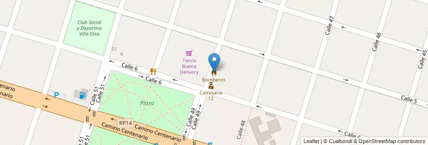 Mapa de ubicacion de Bomberos, Villa Elisa en Arjantin, Buenos Aires, Partido De La Plata, Villa Elisa.
