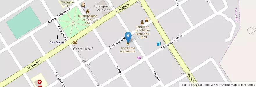 Mapa de ubicacion de Bomberos Voluntarios en Аргентина, Misiones, Departamento Leandro N. Alem, Municipio De Cerro Azul, Cerro Azul.