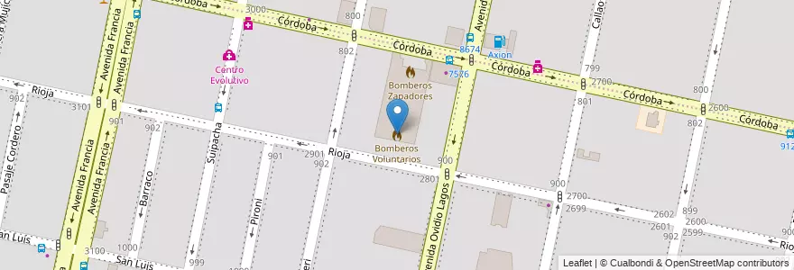 Mapa de ubicacion de Bomberos Voluntarios en 阿根廷, Santa Fe, Departamento Rosario, Municipio De Rosario, 罗萨里奥.
