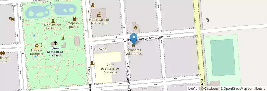 Mapa de ubicacion de Bomberos Voluntarios en 阿根廷, 布宜诺斯艾利斯省, Partido De Tornquist, Tornquist.