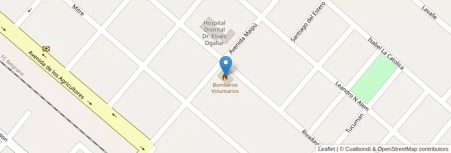 Mapa de ubicacion de Bomberos Voluntarios en アルゼンチン, サンティアゴ・デル・エステロ州, Departamento Belgrano.
