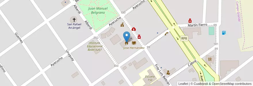 Mapa de ubicacion de Bomberos Voluntarios Campo Grande en الأرجنتين, Misiones, Departamento Cainguás, Municipio De Campo Grande, Campo Grande.