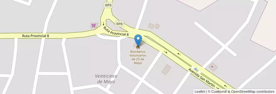 Mapa de ubicacion de Bomberos Voluntarios de 25 de Mayo en Argentinien, Misiones, Departamento Veinticinco De Mayo, Municipio De Veinticinco De Mayo, Veinticinco De Mayo.