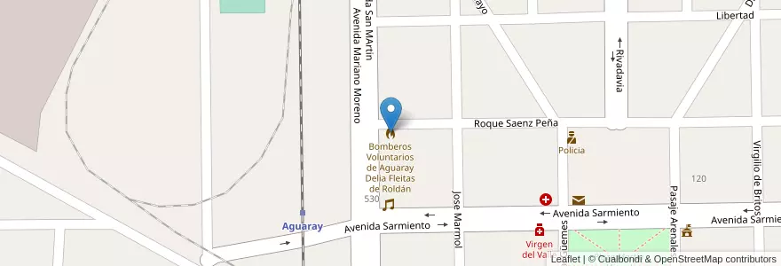 Mapa de ubicacion de Bomberos Voluntarios de Aguaray Delia Fleitas de Roldán en アルゼンチン, サルタ州, General San Martín, Municipio De Aguaray, Aguaray.