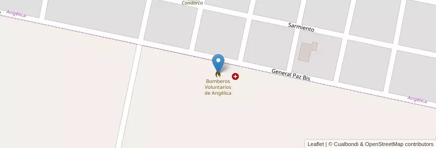 Mapa de ubicacion de Bomberos Voluntarios de Angélica en Arjantin, Santa Fe, Departamento Castellanos, Municipio De Angélica.
