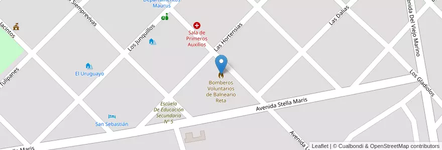 Mapa de ubicacion de Bomberos Voluntarios de Balneario Reta en Arjantin, Buenos Aires, Partido De Tres Arroyos.