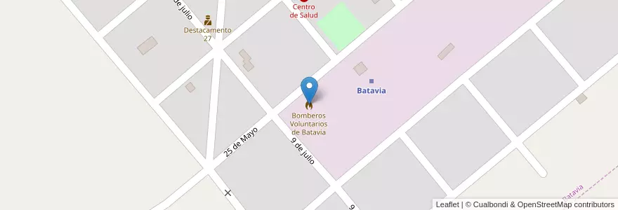 Mapa de ubicacion de Bomberos Voluntarios de Batavia en アルゼンチン, サンルイス州, Gobernador Dupuy, Comisión Municipal De Batavia, Batavia.