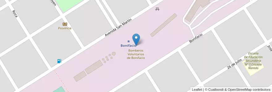 Mapa de ubicacion de Bomberos Voluntarios de Bonifacio en アルゼンチン, ブエノスアイレス州, Partido De Guaminí, Laguna Alsina.