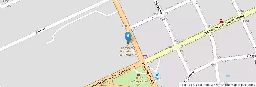 Mapa de ubicacion de Bomberos Voluntarios de Brandsen en Arjantin, Buenos Aires, Brandsen.