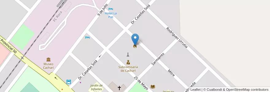 Mapa de ubicacion de Bomberos Voluntarios de Cacharí en Argentina, Buenos Aires, Partido De Azul.