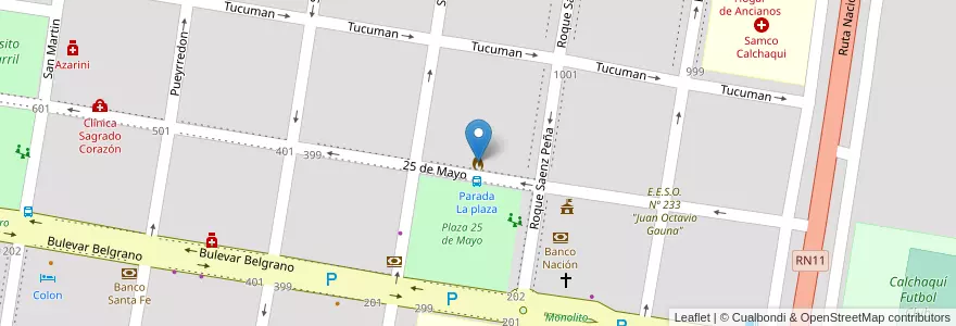 Mapa de ubicacion de Bomberos Voluntarios de Calchaqui en Arjantin, Santa Fe, Departamento Vera, Municipio De Calchaquí.