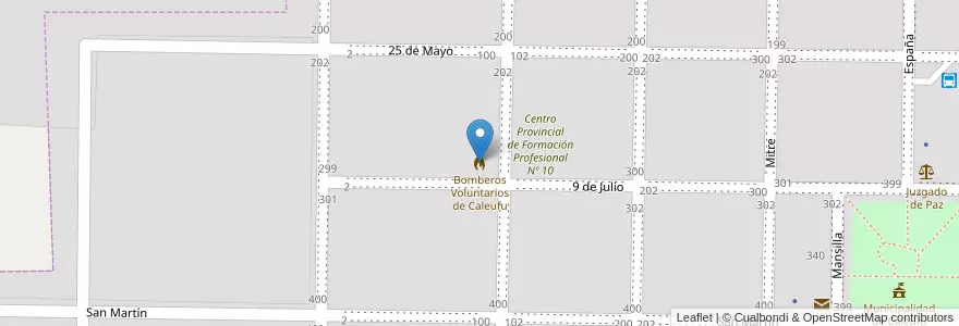Mapa de ubicacion de Bomberos Voluntarios de Caleufu en Argentina, La Pampa, Departamento Rancul, Municipio De Caleufú.