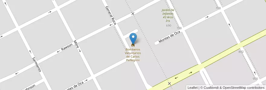 Mapa de ubicacion de Bomberos Voluntarios de Carlos Pellegrini en Arjantin, Santa Fe, Departamento San Martín, Municipio De Carlos Pellegrini.