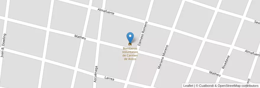 Mapa de ubicacion de Bomberos Voluntarios de Carmen de Areco en Arjantin, Buenos Aires, Partido De Carmen De Areco, Carmen De Areco.