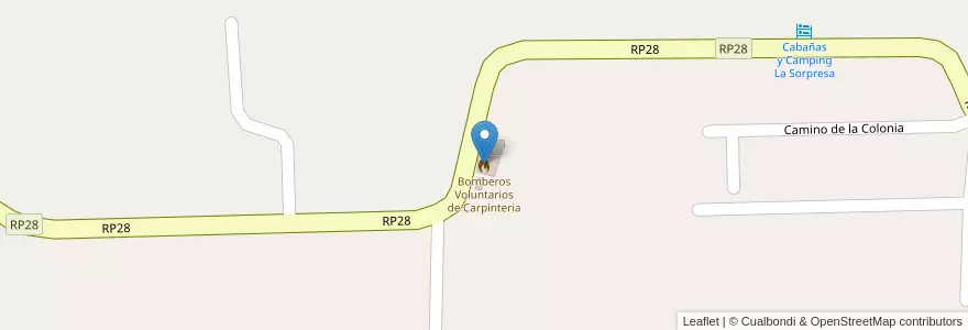 Mapa de ubicacion de Bomberos Voluntarios de Carpinteria en 阿根廷, San Luis, Junín, Comisión Municipal De Carpintería.