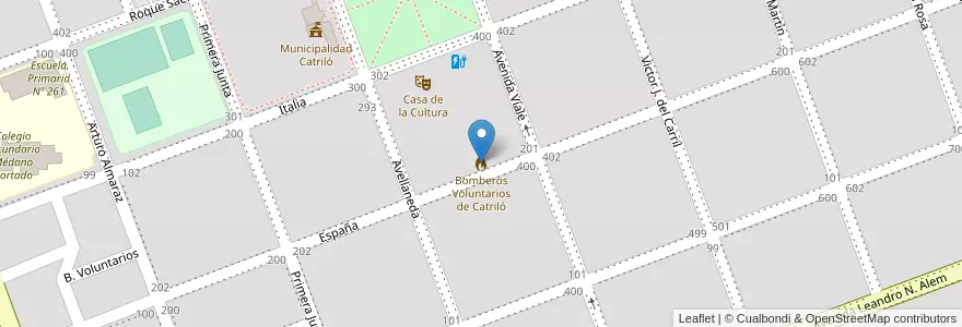 Mapa de ubicacion de Bomberos Voluntarios de Catriló en アルゼンチン, ラ・パンパ州, Municipio De Catriló, Departamento Catriló, Catrilo, Catriló.