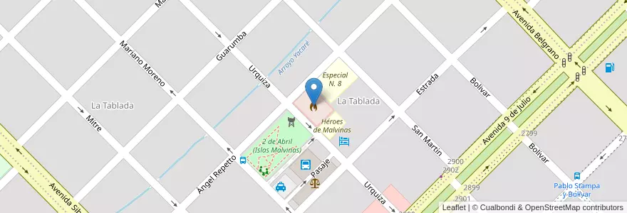 Mapa de ubicacion de Bomberos Voluntarios de Chajarí - "Salvador 'Machito' Ruiz" en 아르헨티나, 엔트레리오스주, Departamento Federación, Distrito Mandisoví, Chajarí.