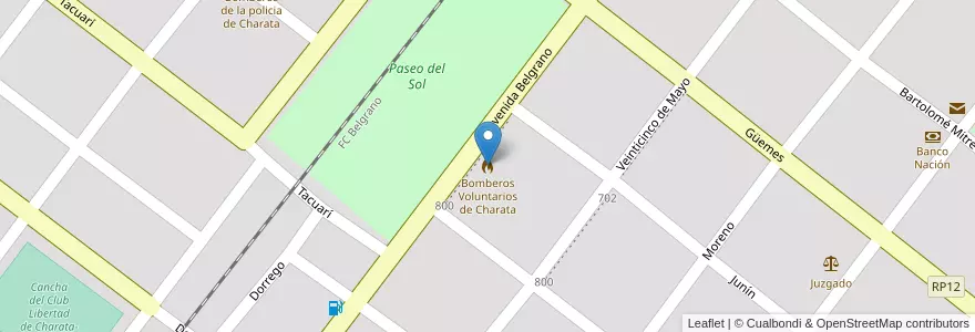 Mapa de ubicacion de Bomberos Voluntarios de Charata en Arjantin, Chaco, Departamento Chacabuco, Municipio De Charata, Charata.