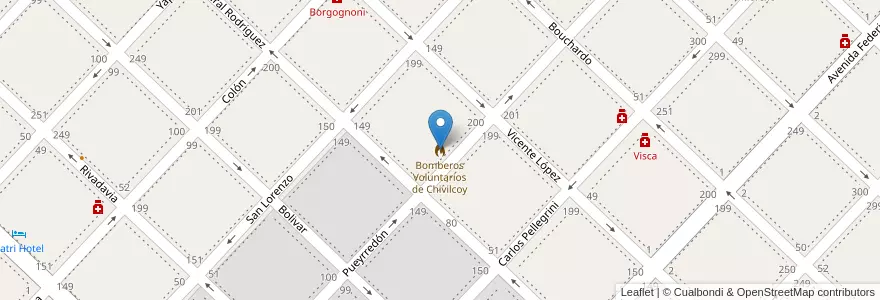 Mapa de ubicacion de Bomberos Voluntarios de Chivilcoy en Argentina, Buenos Aires, Partido De Chivilcoy, Chivilcoy.