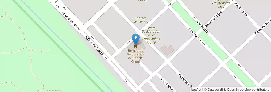 Mapa de ubicacion de Bomberos Voluntarios de Choele Choel en آرژانتین, استان ریو نگرو، آرژانتین, Departamento Avellaneda, Choele Choel.