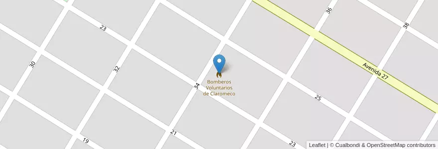 Mapa de ubicacion de Bomberos Voluntarios de Claromeco en 아르헨티나, 부에노스아이레스주, Partido De Tres Arroyos, Claromecó.