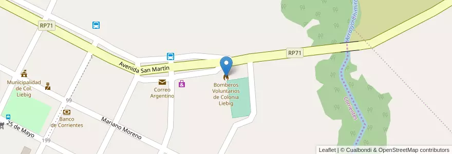 Mapa de ubicacion de Bomberos Voluntarios de Colonia Liebig en Argentine, Misiones, Departamento Apóstoles, Municipio De Colonia Liebig's.
