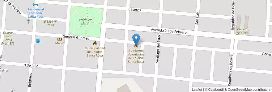 Mapa de ubicacion de Bomberos Voluntarios de Colonia Santa Rosa en Argentinië, Salta, Orán, Municipio De Colonia Santa Rosa, Colonia Santa Rosa.