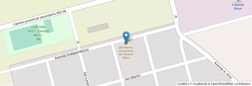 Mapa de ubicacion de Bomberos Voluntarios de Coronel Mom en Argentinië, Buenos Aires, Partido De Alberti, Villa Ortiz.