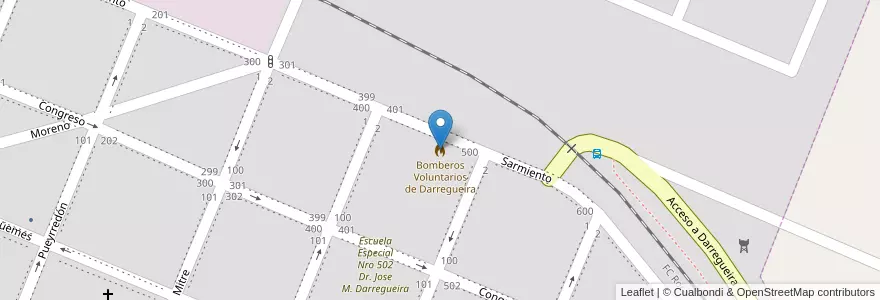 Mapa de ubicacion de Bomberos Voluntarios de Darregueira en Argentina, Buenos Aires, Partido De Puan, Darregueira.