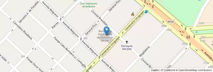 Mapa de ubicacion de Bomberos Voluntarios de Dominico-Wilde en アルゼンチン, ブエノスアイレス州, Partido De Avellaneda, Villa Domínico.
