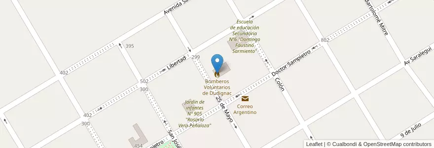 Mapa de ubicacion de Bomberos Voluntarios de Dudignac en Argentina, Provincia Di Buenos Aires, Partido De Nueve De Julio, Cuartel Dudignac.