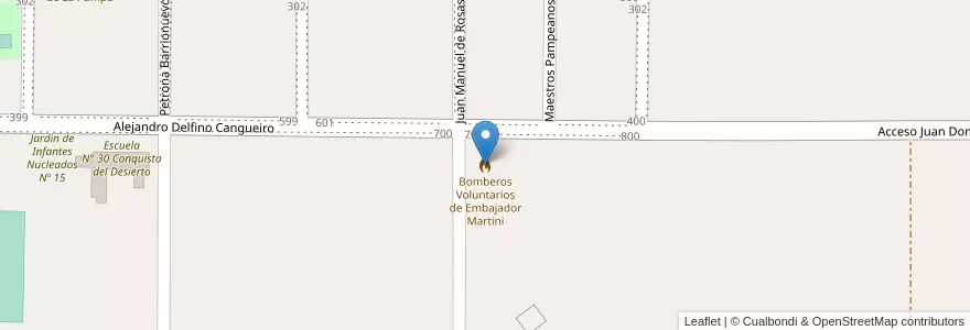 Mapa de ubicacion de Bomberos Voluntarios de Embajador Martini en アルゼンチン, ラ・パンパ州, Departamento Realicó, Municipio De Embajador Martini.