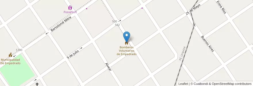 Mapa de ubicacion de Bomberos Voluntarios de Empedrado en アルゼンチン, コリエンテス州, Departamento Empedrado, Municipio De Empedrado.