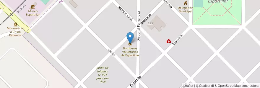 Mapa de ubicacion de Bomberos Voluntarios de Espartillar en آرژانتین, استان بوئنوس آیرس, Partido De Saavedra, Espartillar.
